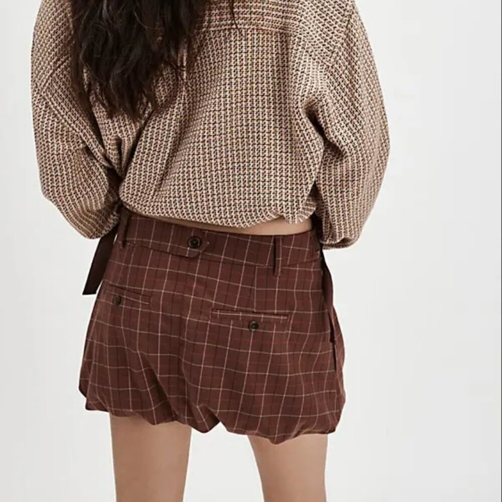Free People Saturn Bubble Mini Skirt Brown Combo - Picture 4 of 4